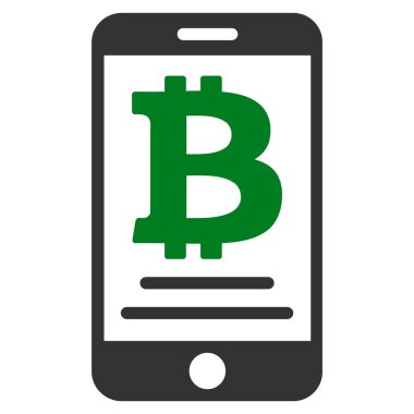 Bitcoin mobil ödeme düz simgesi