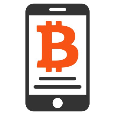 Bitcoin mobil ödeme düz simgesi