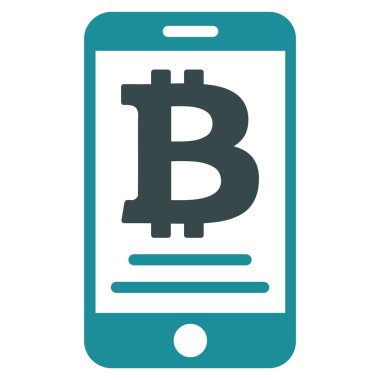 Bitcoin mobil ödeme düz simgesi