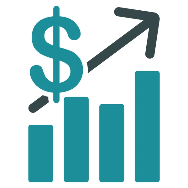 Omzetgroei platte pictogram — Stockvector