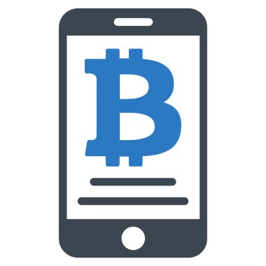 Bitcoin mobil ödeme düz simgesi