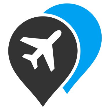 Havaalanı Haritası İşaretleyicileri Düz Simge