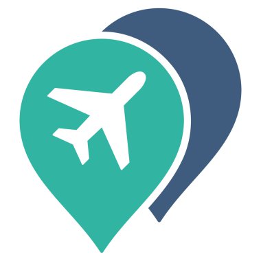 Havaalanı Haritası İşaretleyicileri Düz Simge