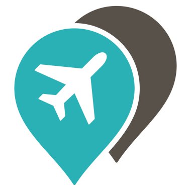 Havaalanı Haritası İşaretleyicileri Düz Simge