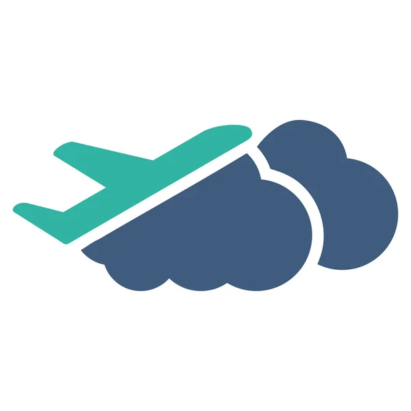 Airplane Over Clouds Flat Icon — Stock Vector