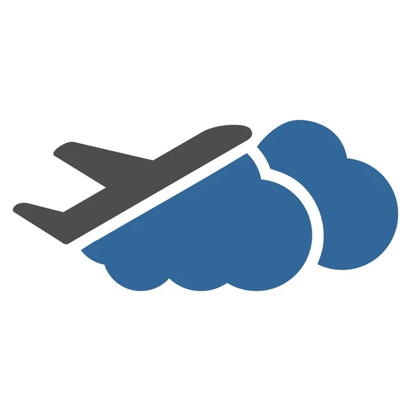 Airplane Over Clouds Flat Icon — Stock Vector