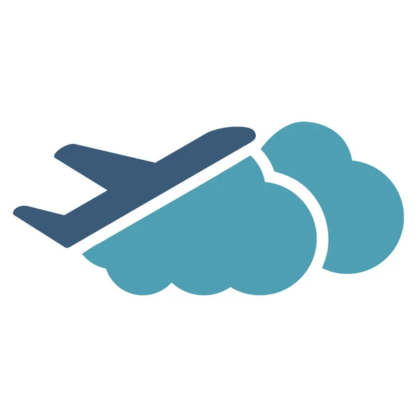 Airplane Over Clouds Flat Icon — Stock Vector