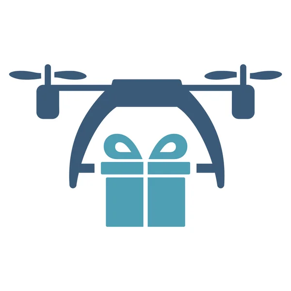 Geschenk Drone levering pictogram — Stockvector
