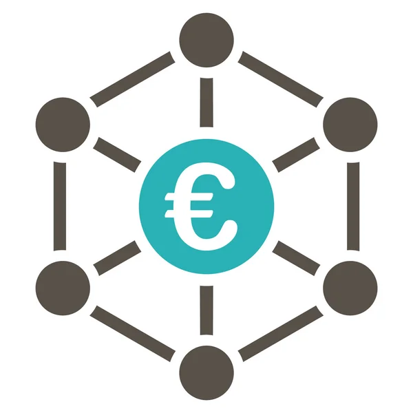 Euro Bank Network Icono — Foto de Stock