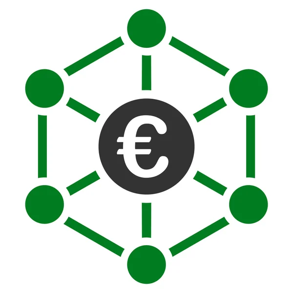 Ευρώ Τράπεζα εικονίδιο δικτύου — Φωτογραφία Αρχείου