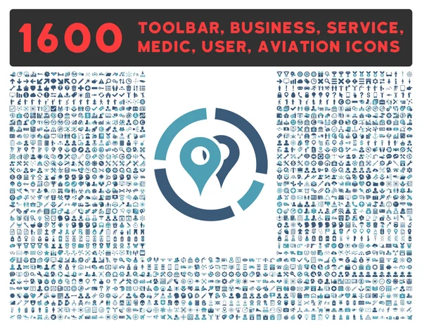 Ícone de diagrama geográfico com grande coleção de pictogramas — Fotografia de Stock
