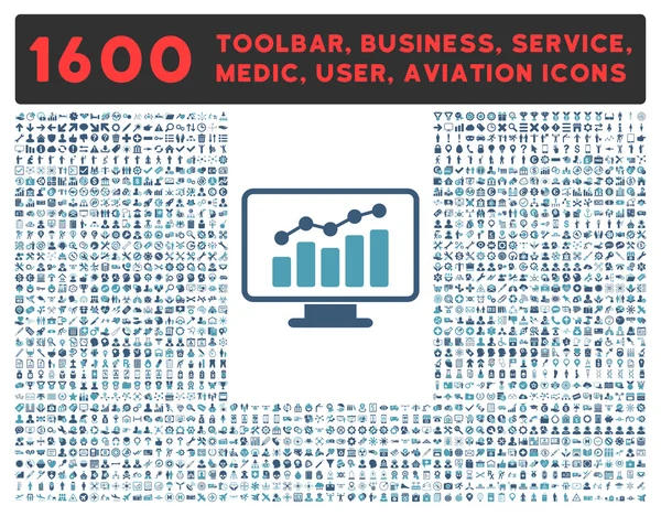 Ícone de monitoramento com grande coleção de pictogramas — Fotografia de Stock