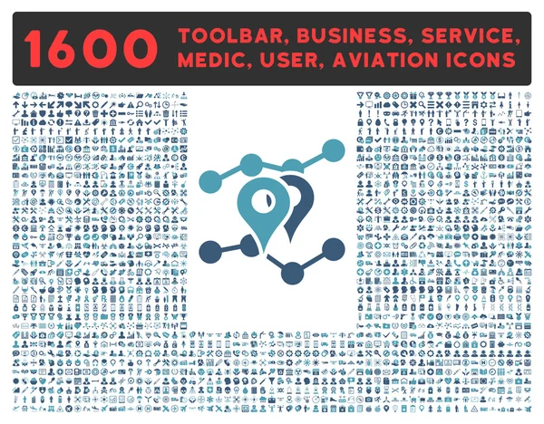 Ícone de tendências geográficas com grande coleção de pictogramas — Fotografia de Stock