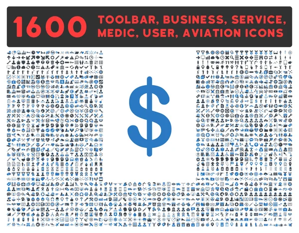 Ikona dolaru s velkými piktogram kolekce — Stock fotografie