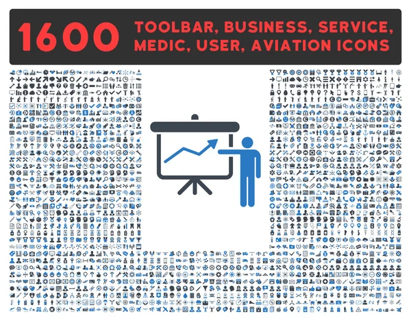 Icône de présentation de projet avec grande collection de pictogrammes — Photo