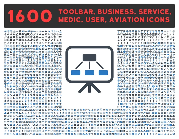 Scheme Screen Icon with Large Pictogram Collection — Stock Photo, Image