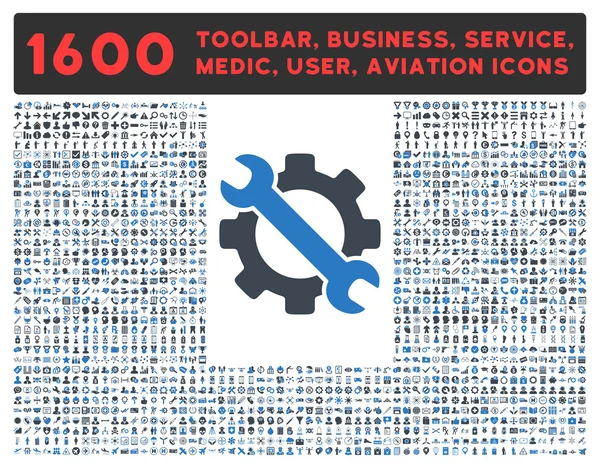 Ícone de serviço com grande coleção de pictogramas — Fotografia de Stock