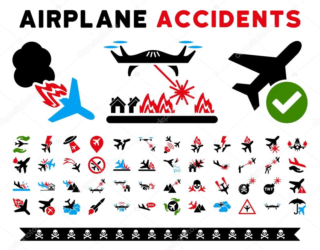 Aircraft Accidents Vector Icons