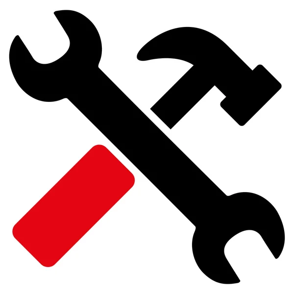 Ícone de martelo e chave — Fotografia de Stock