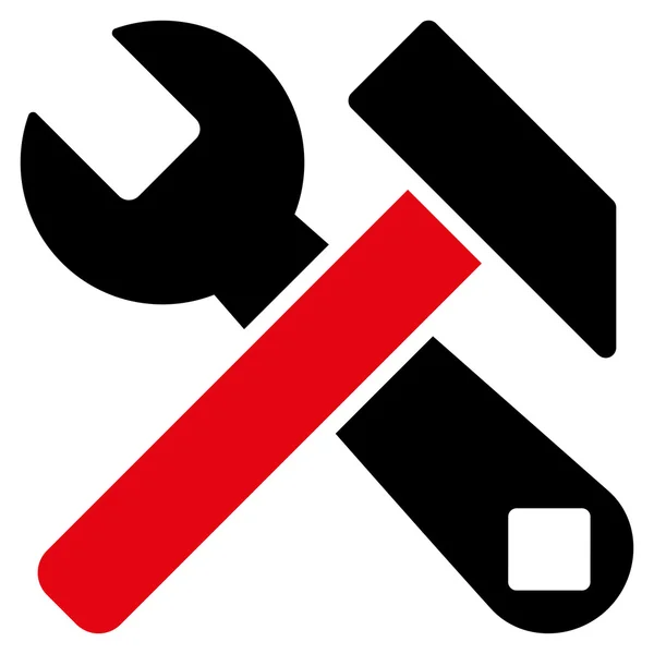 Ícone de martelo e chave — Fotografia de Stock