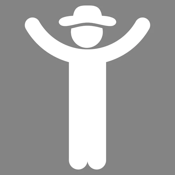 Manos arriba hombre icono — Vector de stock