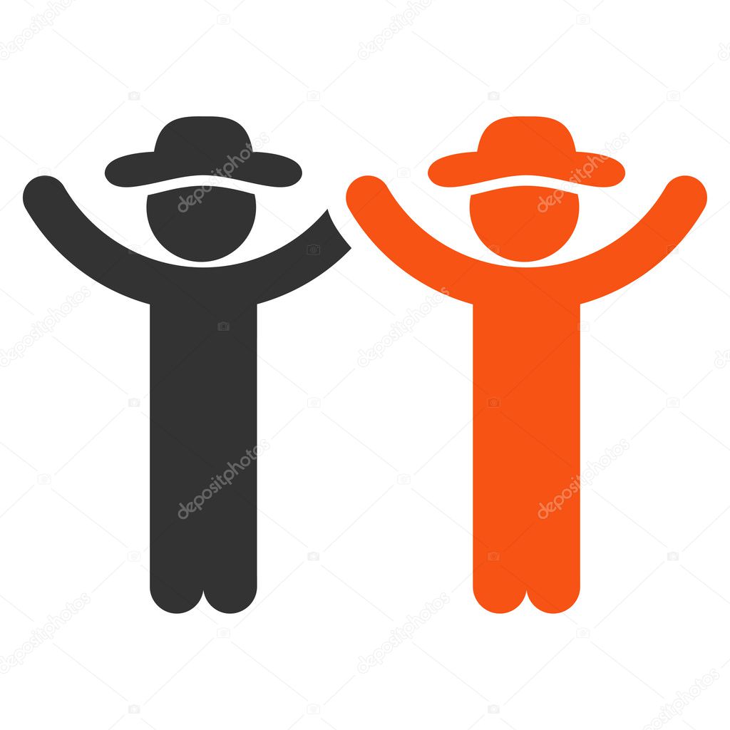 Hands Up Human Figures Icon
