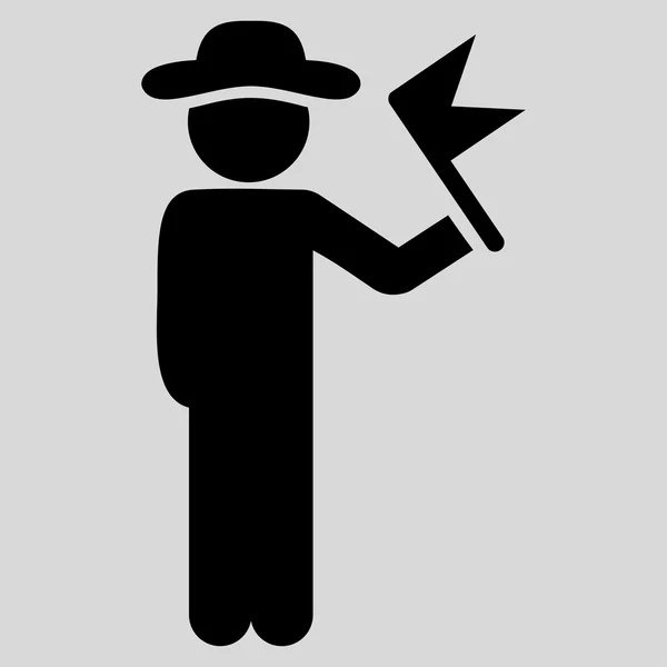 Man met vlag, pictogram — Stockvector