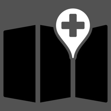 Tıbbi harita düz simgesi