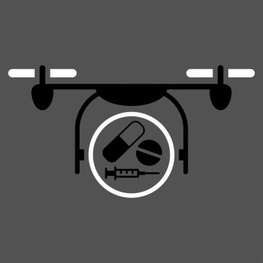 İlaç Quadcopter düz simgesi
