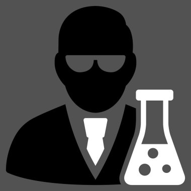 Flask düz simgesi olan bilim adamı