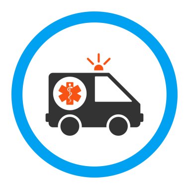 Ambulans araba yuvarlak vektör simgesi