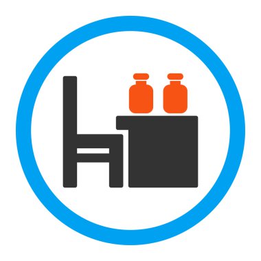 Eczacı tablo yuvarlak vektör simgesi