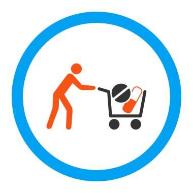 Alışveriş uyuşturucu vektör simge yuvarlak