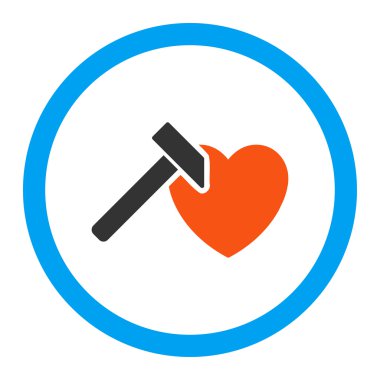 Kalp Hammer yuvarlak vektör simgesi