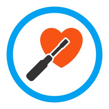 Kalp yuvarlak vektör simge ayarlama