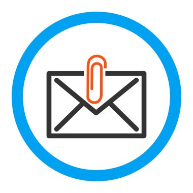 Posta eki yuvarlak vektör simgesi