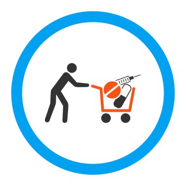 Tıbbi alışveriş yuvarlak vektör simgesi