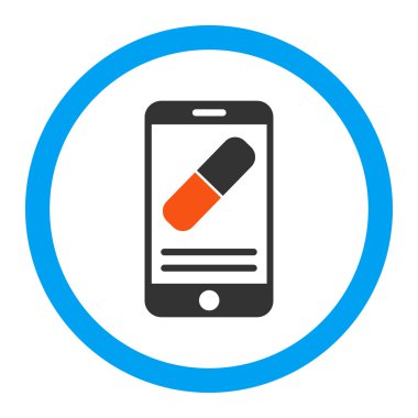 İlaç Online bilgi yuvarlak vektör simgesi