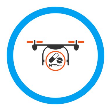 İlaç Quadcopter yuvarlak vektör simgesi
