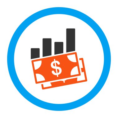 Satış çubuk grafiği yuvarlak vektör simgesi