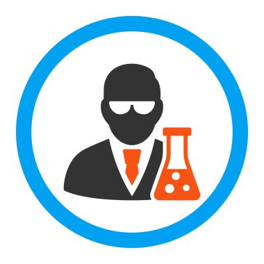 Flask yuvarlak vektör simgesi olan bilim adamı