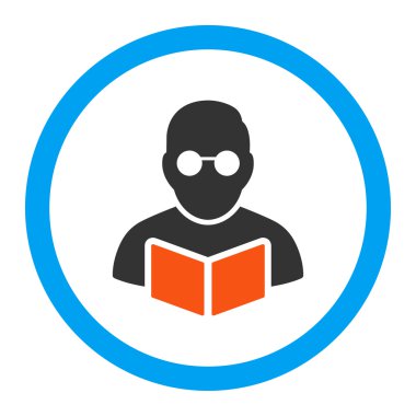 Öğrenci kitap yuvarlak vektör simgesi okuma