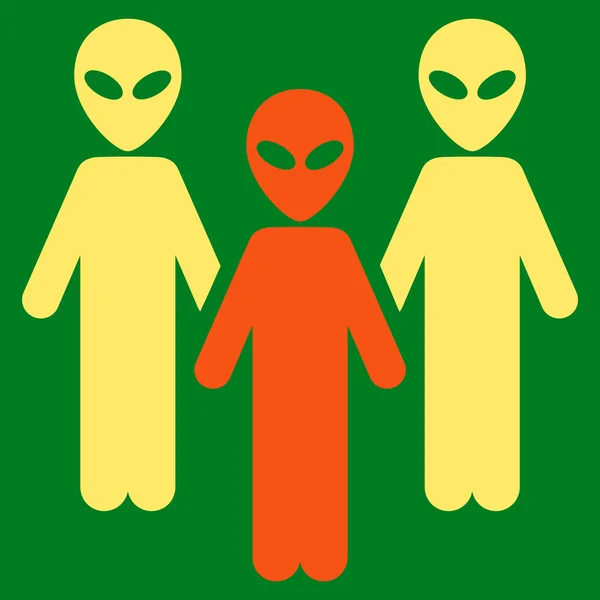 Alien gruppikonen platt — Stockfoto