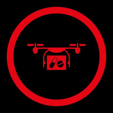 Tıbbi Quadcopter yuvarlak vektör simgesi