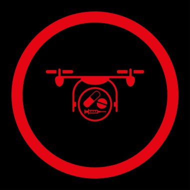 İlaç Quadcopter yuvarlak vektör simgesi