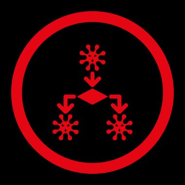 Virüs üreme yuvarlak vektör simgesi