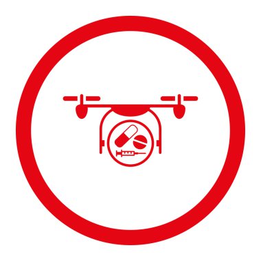 İlaç Quadcopter yuvarlak vektör simgesi