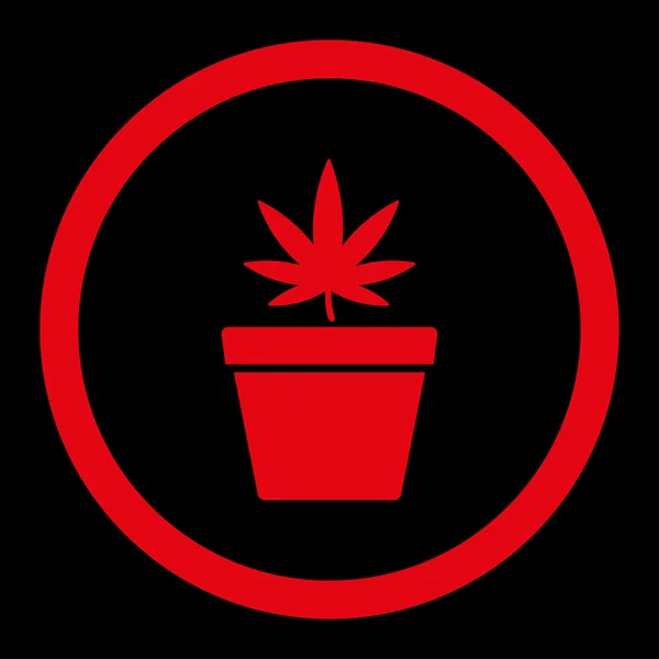 Cannabis Pot redondeado icono del vector — Vector de stock