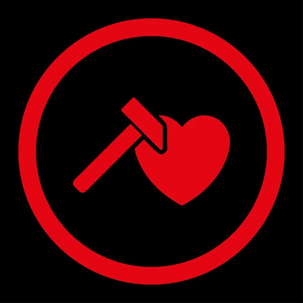 Heart Hammer Rounded Vector Icon — Stock Vector