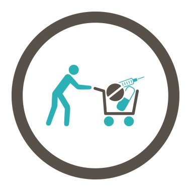 Tıbbi alışveriş yuvarlak Raster simgesi